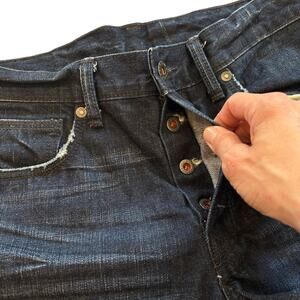 Levis Matchstick Skinny Jeans Mens Sz 32x30 Blue Selvage Button Fly Distressed